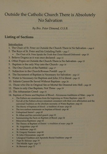 Outside the Catholic Church There Is Absolutely No Salvation