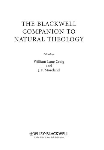 The Blackwell Companion to Natural Theology