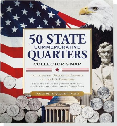 50 State Commemorative Quarters Collector's Map (includes both mints!)
